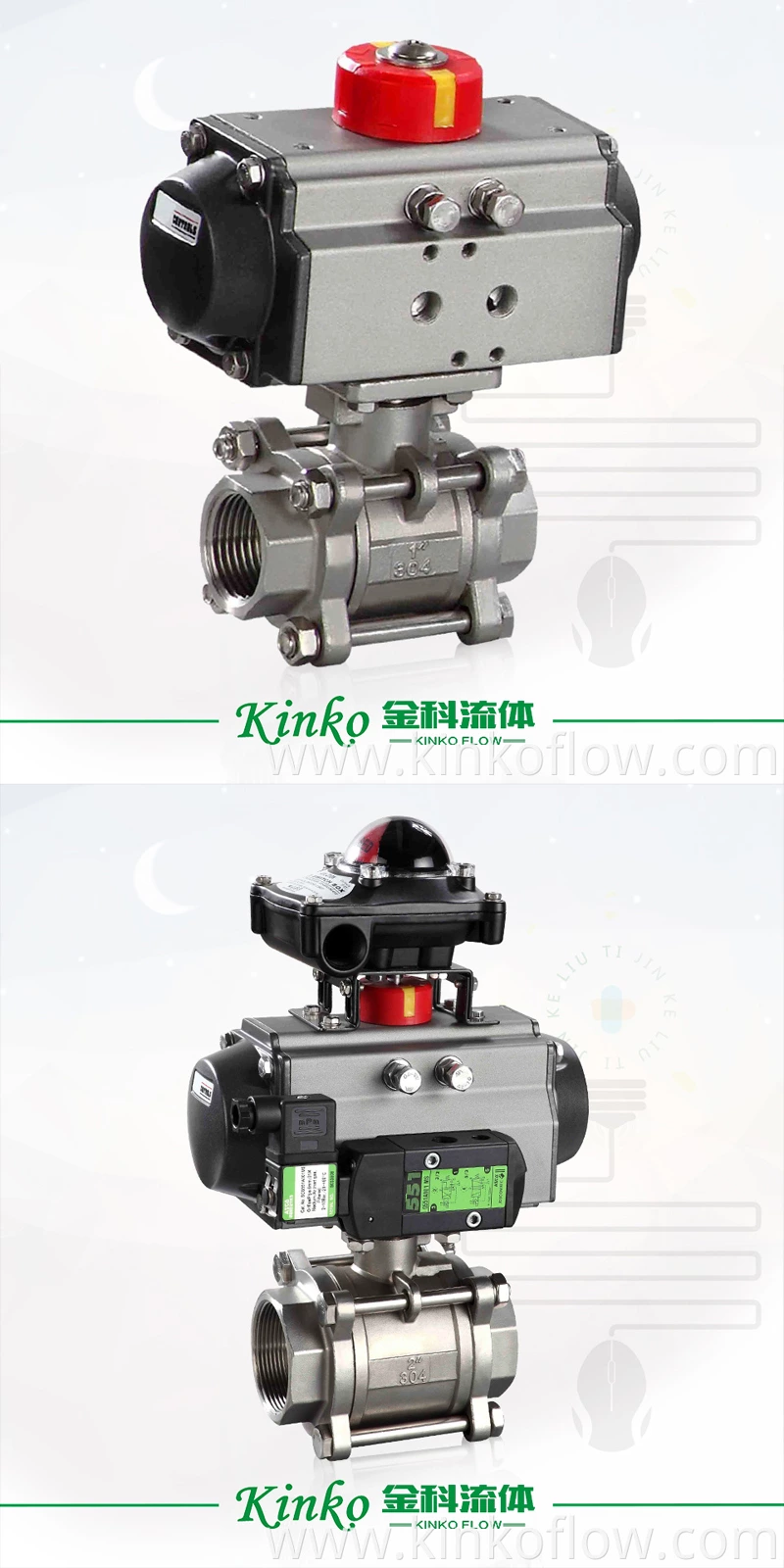 CF8 1/2"-4" 스테인리스 스틸 공압 3피스 볼 밸브